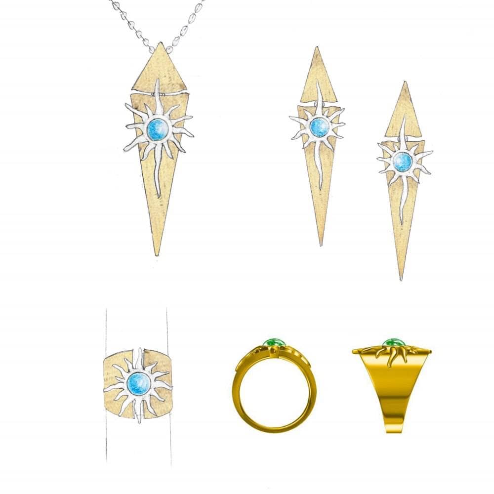 Statement North Star & Sun Natural Gemstone Dangle Earrings-Black Diamonds New York