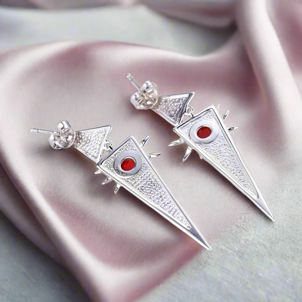 Statement North Star & Sun Natural Gemstone Dangle Earrings-Black Diamonds New York