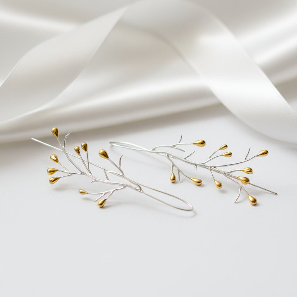 Statement Tree Fashion Drop Earrings-Black Diamonds New York