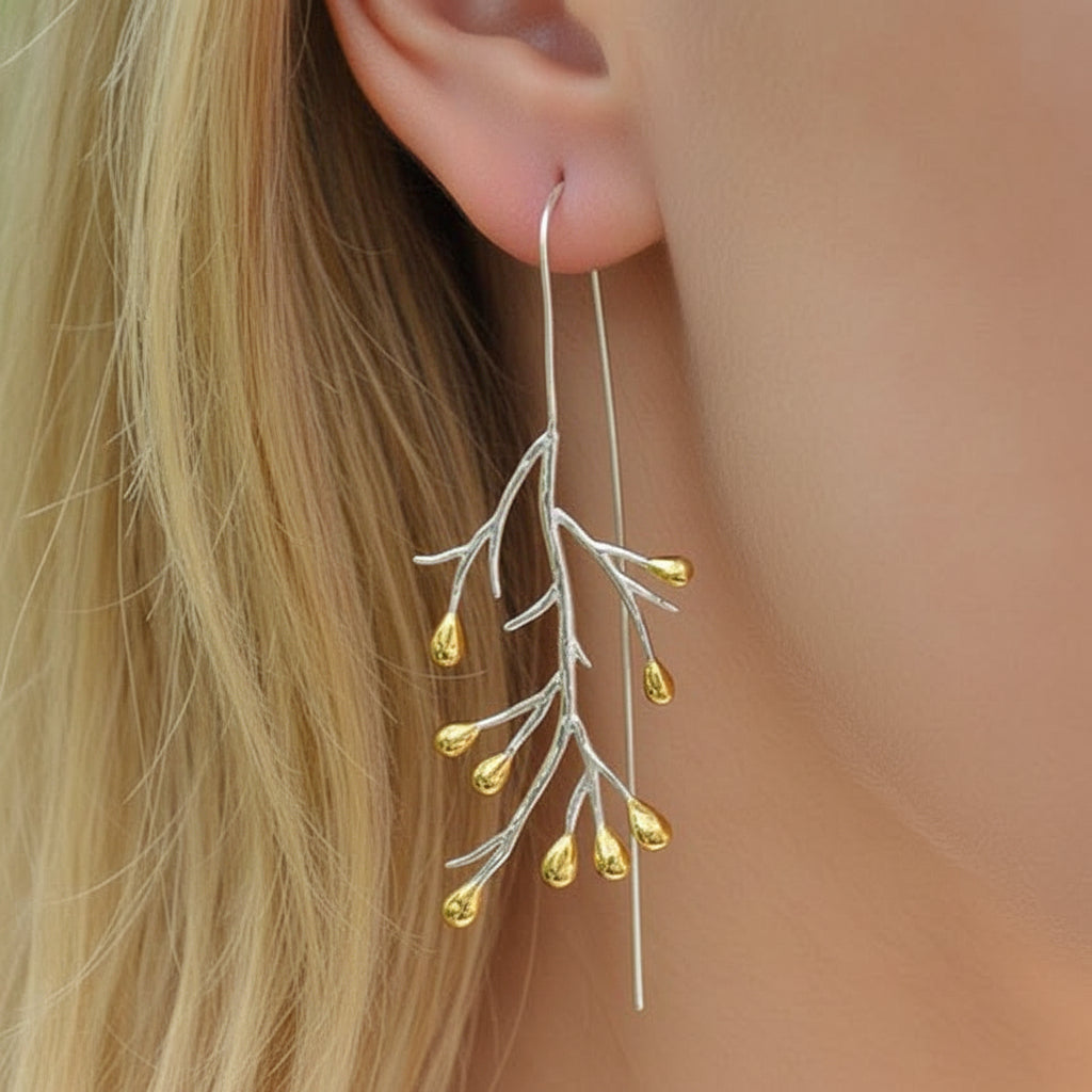 Statement Tree Fashion Drop Earrings-Black Diamonds New York