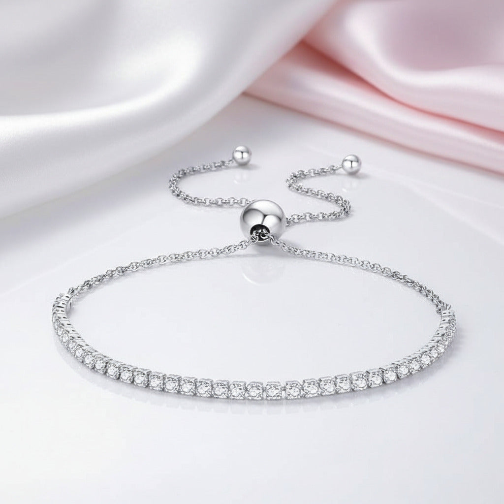 Sterling Silver Sparking Tennis Bolo Bracelet-Black Diamonds New York