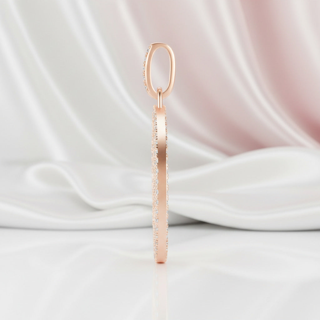 Round Clear Diamond Option LOVE Rose Gold Pendant-Black Diamonds New York
