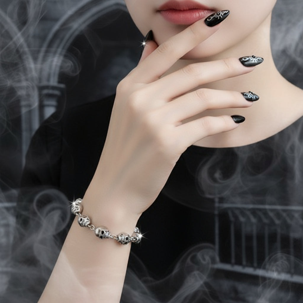 Street Rebel Gothic Skull Bracelet-Black Diamonds New York