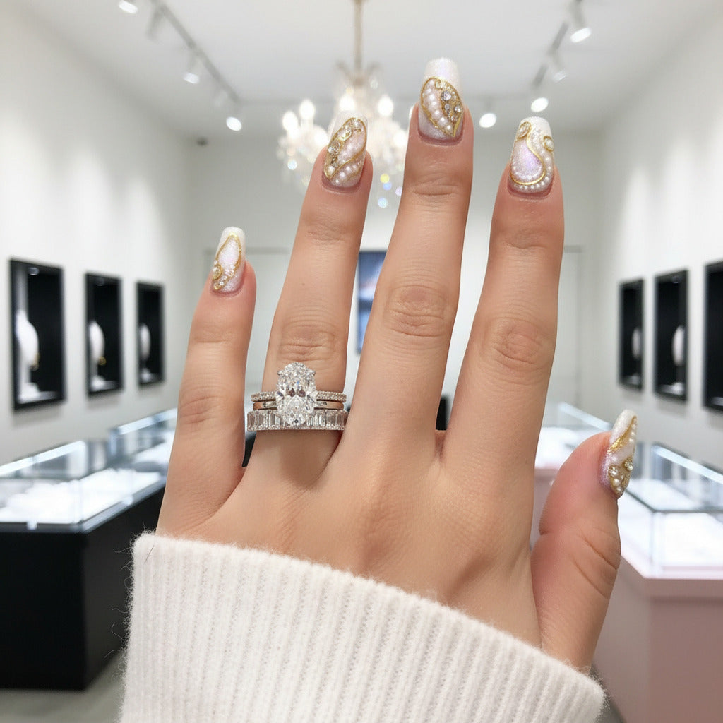 Stunning 3.5 Carat Oval Cut 3PC Bridal Ring Set-Black Diamonds New York