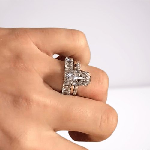 Stunning 3.5 Carat Oval Cut 3PC Bridal Ring Set - Black Diamonds New York
