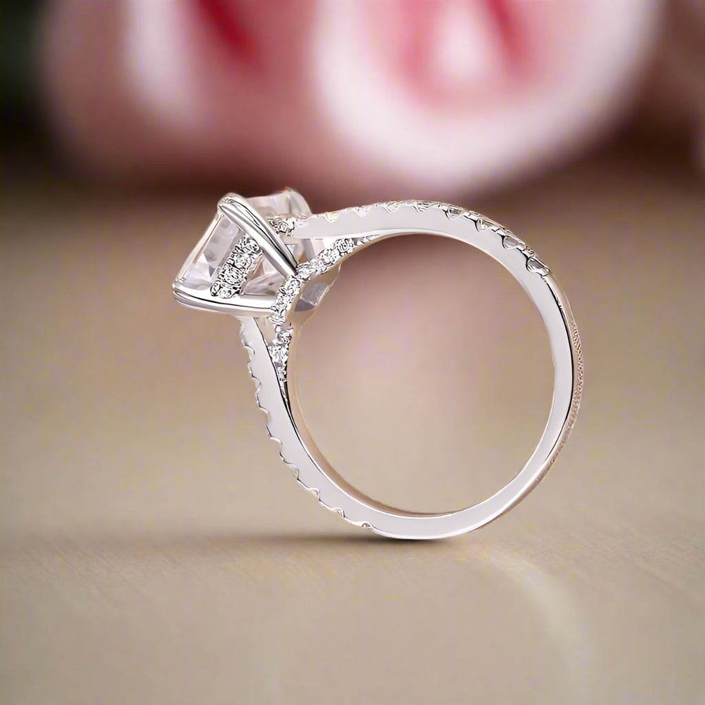 Stunning Emerald Cut Diamond Engagement Ring-Black Diamonds New York
