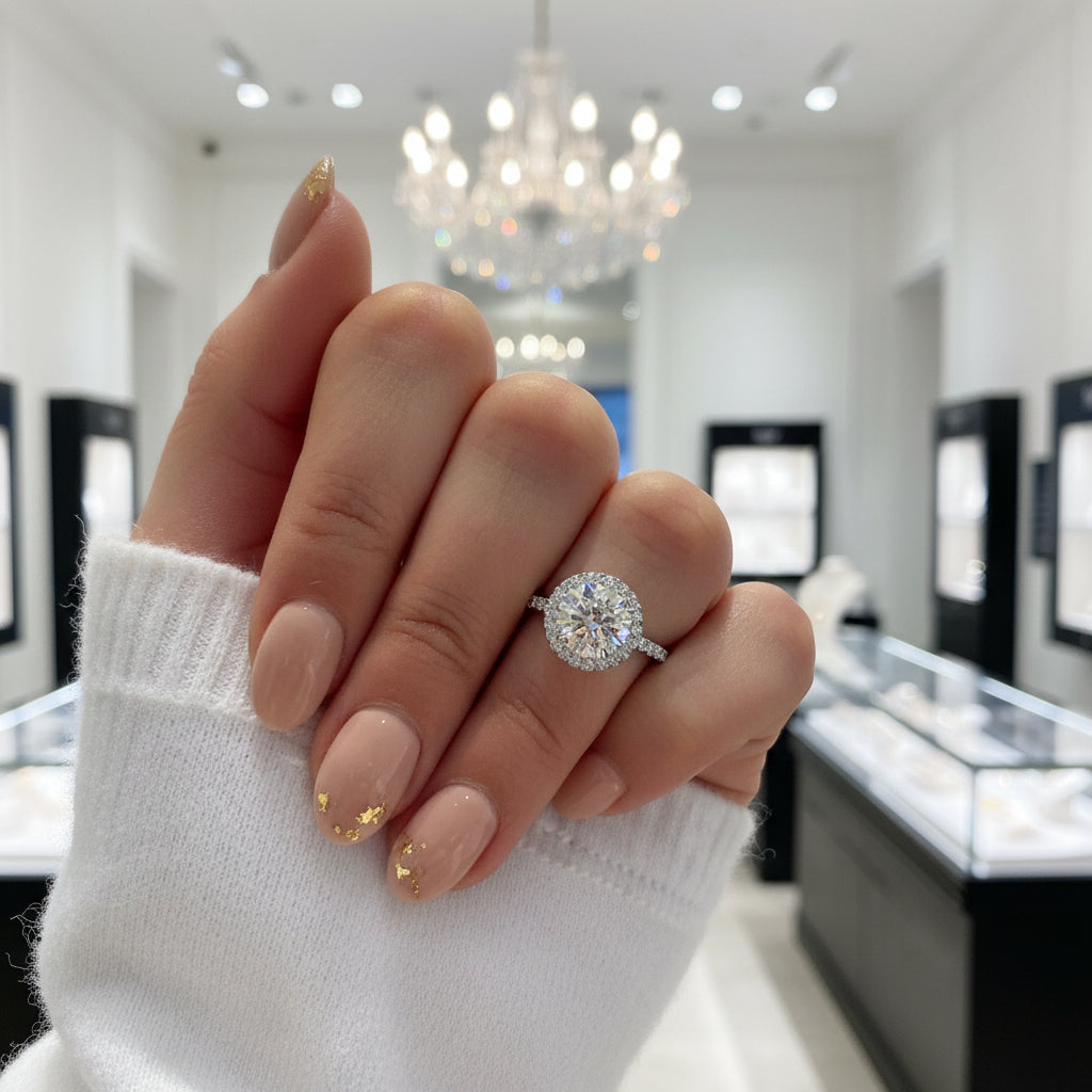 Stunning Halo Round Cut Simulated Diamond Option Bridal Ring Set-Black Diamonds New York