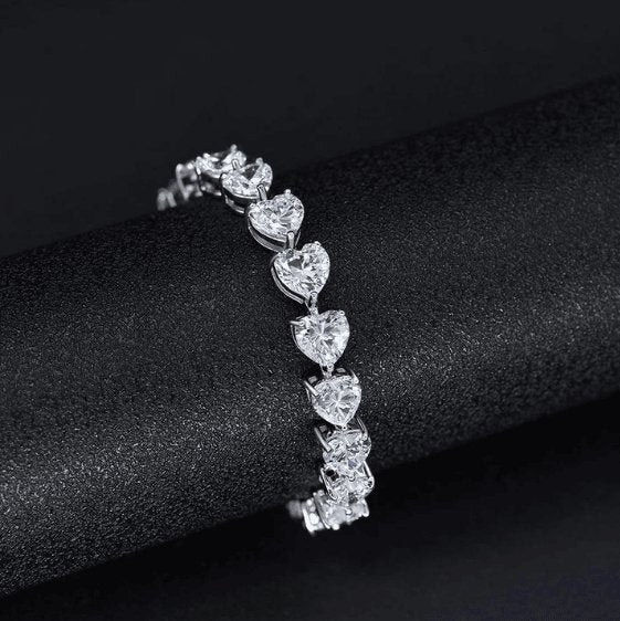 Stunning Heart Cut Bracelet In White Gold - Black Diamonds New York