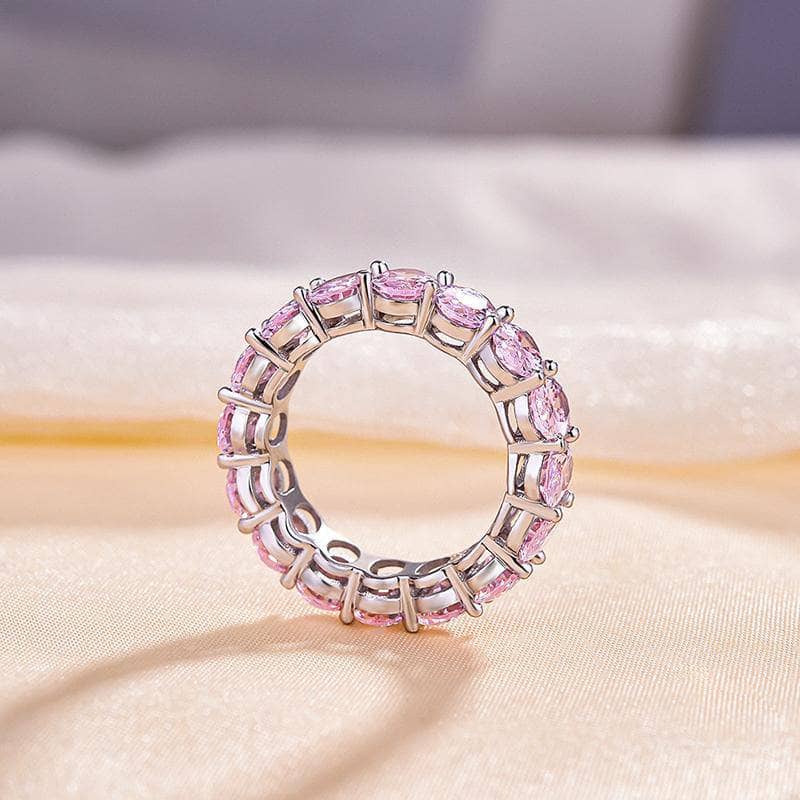 Stunning Oval Cut Pink Sapphire Simulated Diamond Ring Band - Black Diamonds New York