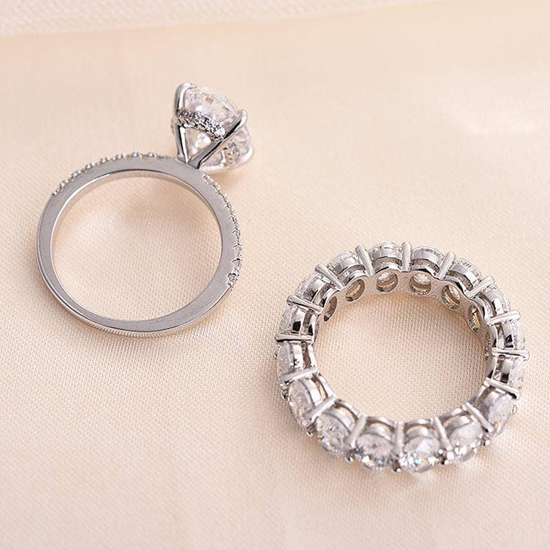 Stunning Oval Cut Sona Simulated Diamond Ring Set - Black Diamonds New York