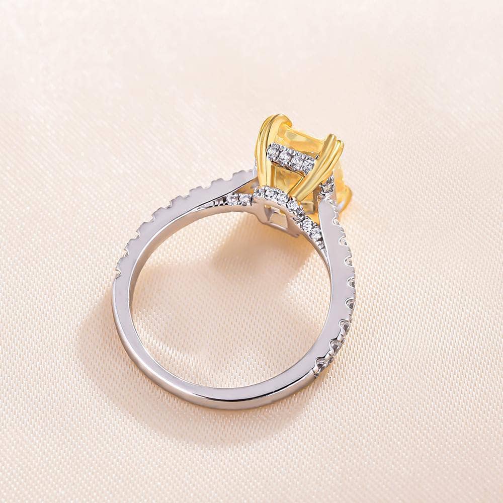 Stunning Radiant Cut Yellow Sapphire Engagement Ring-Black Diamonds New York