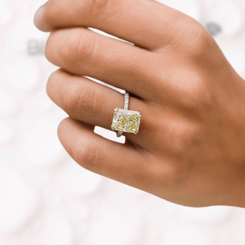 Stunning Radiant Cut Yellow Sapphire Engagement Ring - Black Diamonds New York