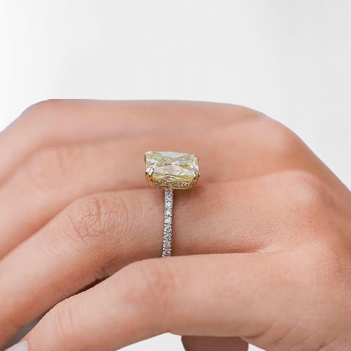 Stunning Radiant Cut Yellow Sapphire Engagement Ring-Black Diamonds New York