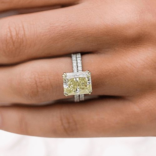 Stunning Radiant Cut Yellow Sapphire Ring Set - Black Diamonds New York