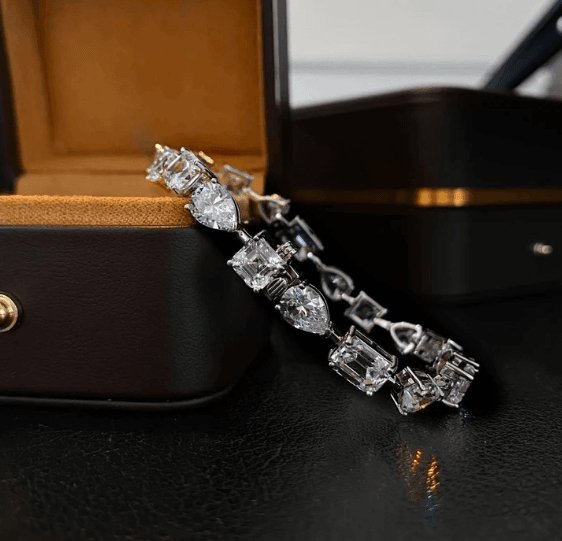 Stunning Unique Design Bracelet In Sterling Silver-Black Diamonds New York