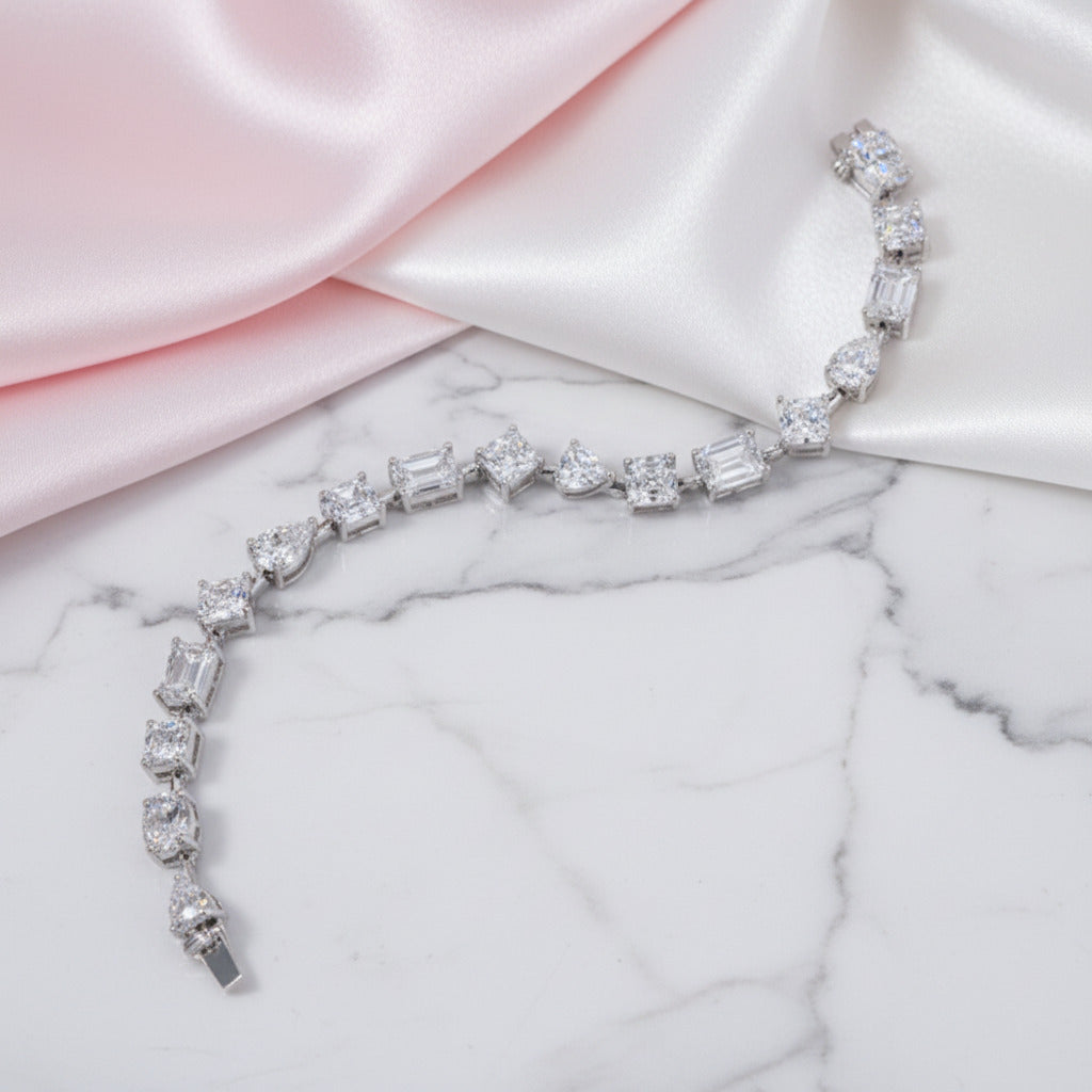 Stunning Unique Design Bracelet In Sterling Silver-Black Diamonds New York