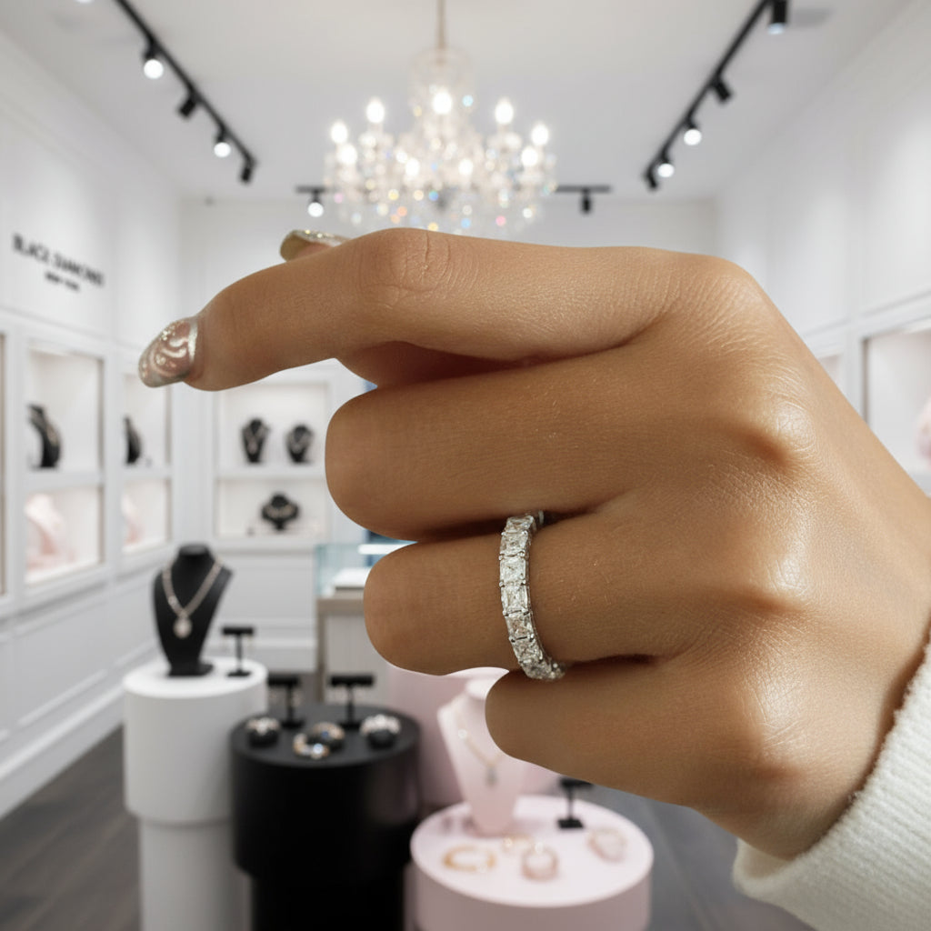 4PC Stackable Wedding Band Set-Black Diamonds New York