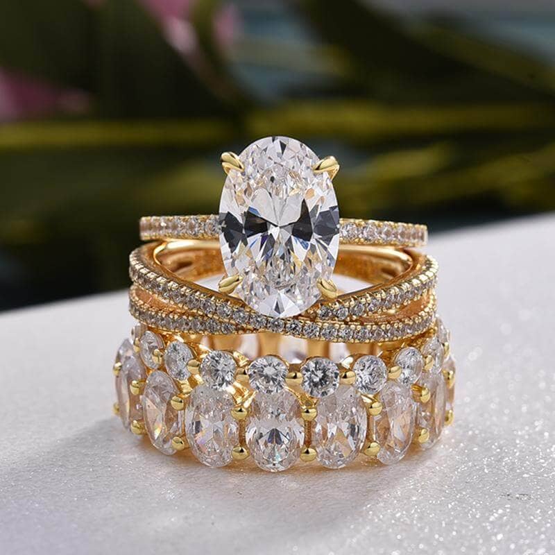 Stunning Yellow Gold 4PC Wedding Ring Set-Black Diamonds New York
