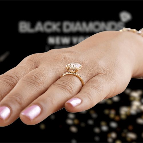 Stunning Yellow Gold Radiant Cut Light Yellow Sapphire Engagement Ring-Black Diamonds New York