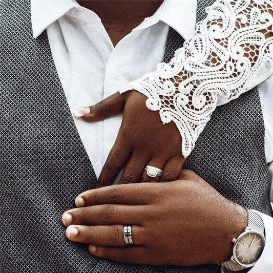 Stylish 8mm Tungsten Men's Wedding Band-Black Diamonds New York