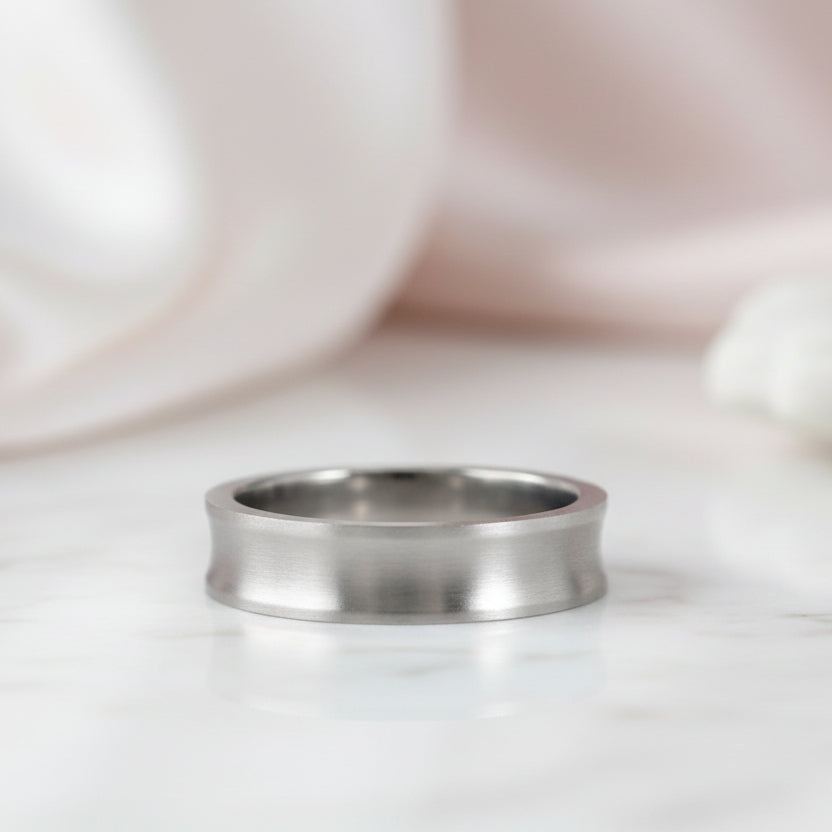 Stylish Concave Brush Men's Ring Band-Black Diamonds New York