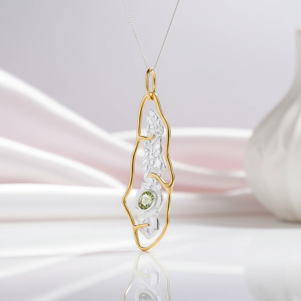 Stylish Peridot Pendant-Black Diamonds New York