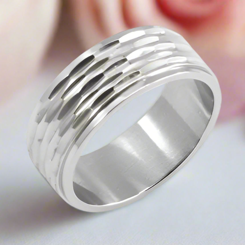 Stylish Stainless Steel Men's Ring Band-Black Diamonds New York