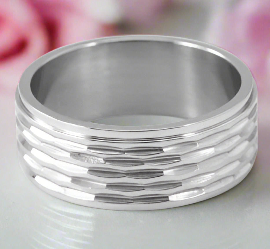 Stylish Stainless Steel Men's Ring Band-Black Diamonds New York