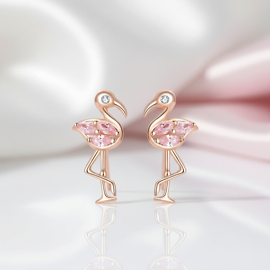 Summer Flamingos Stud Earrings-Black Diamonds New York
