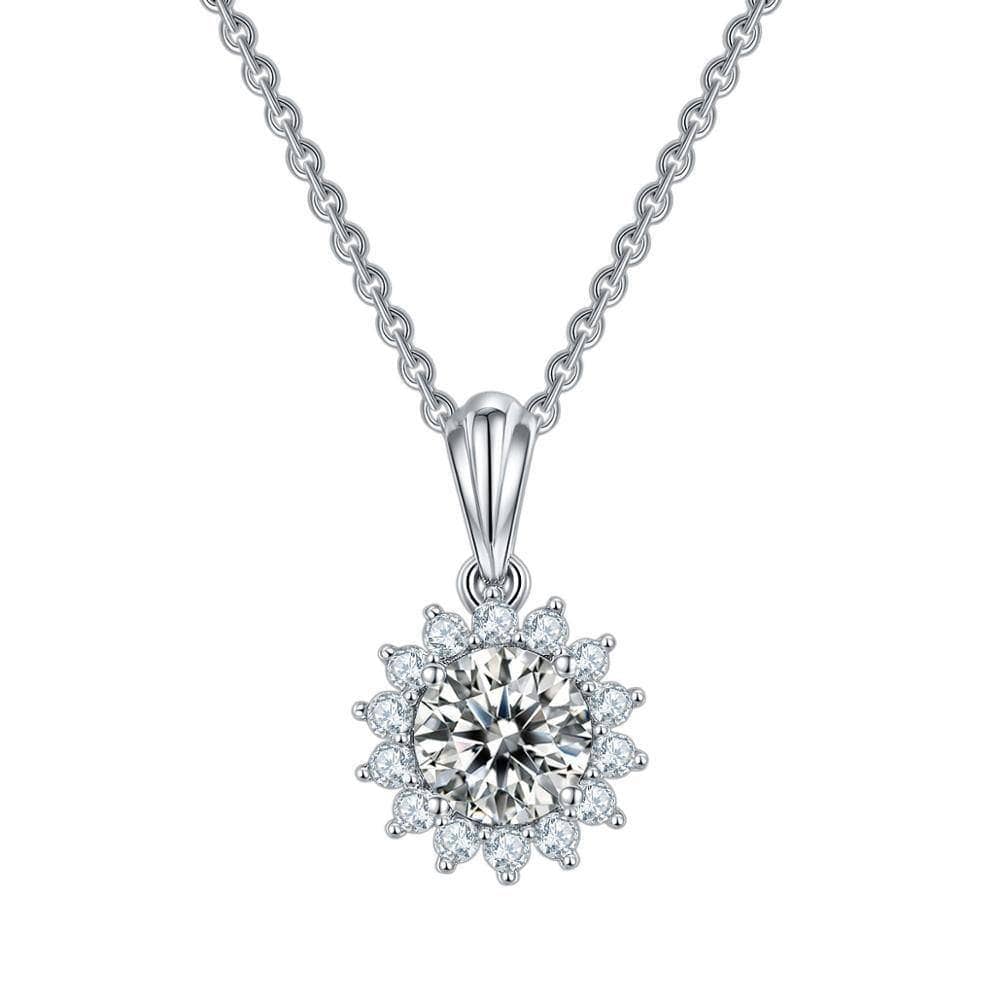 Sun flower Jewelry Set Moissanite Diamond Pendant Necklace and Earring - Black Diamonds New York