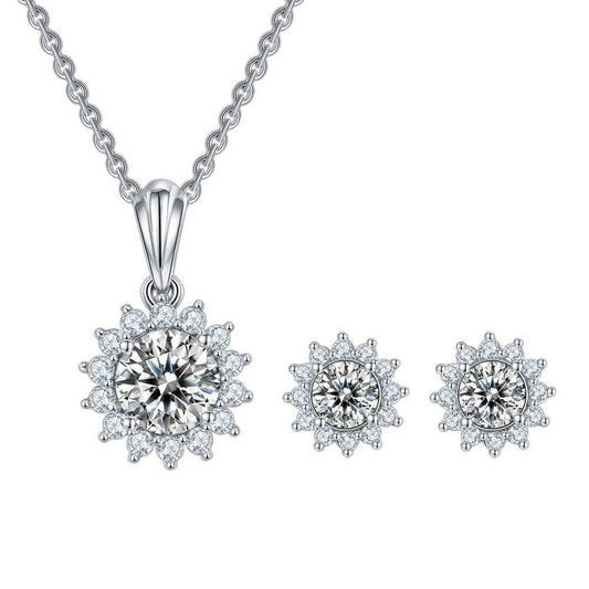 Sunflower Jewelry Set Diamond Pendant Necklace and Earring-Black Diamonds New York