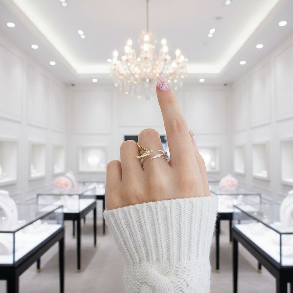 Swallow Willow Branch Ring-Black Diamonds New York