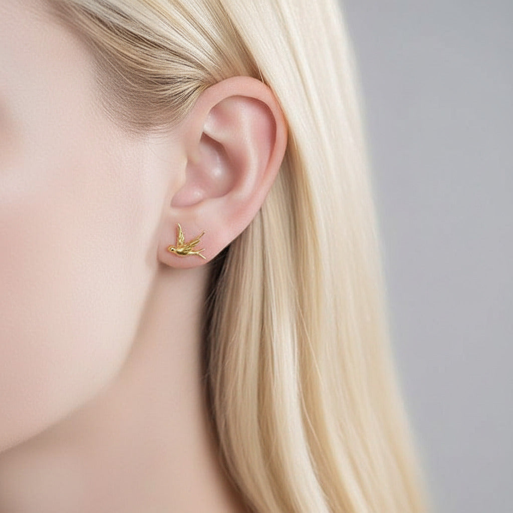 Swallow & Willow Branches Asymmetrical Dangle Earrings-Black Diamonds New York