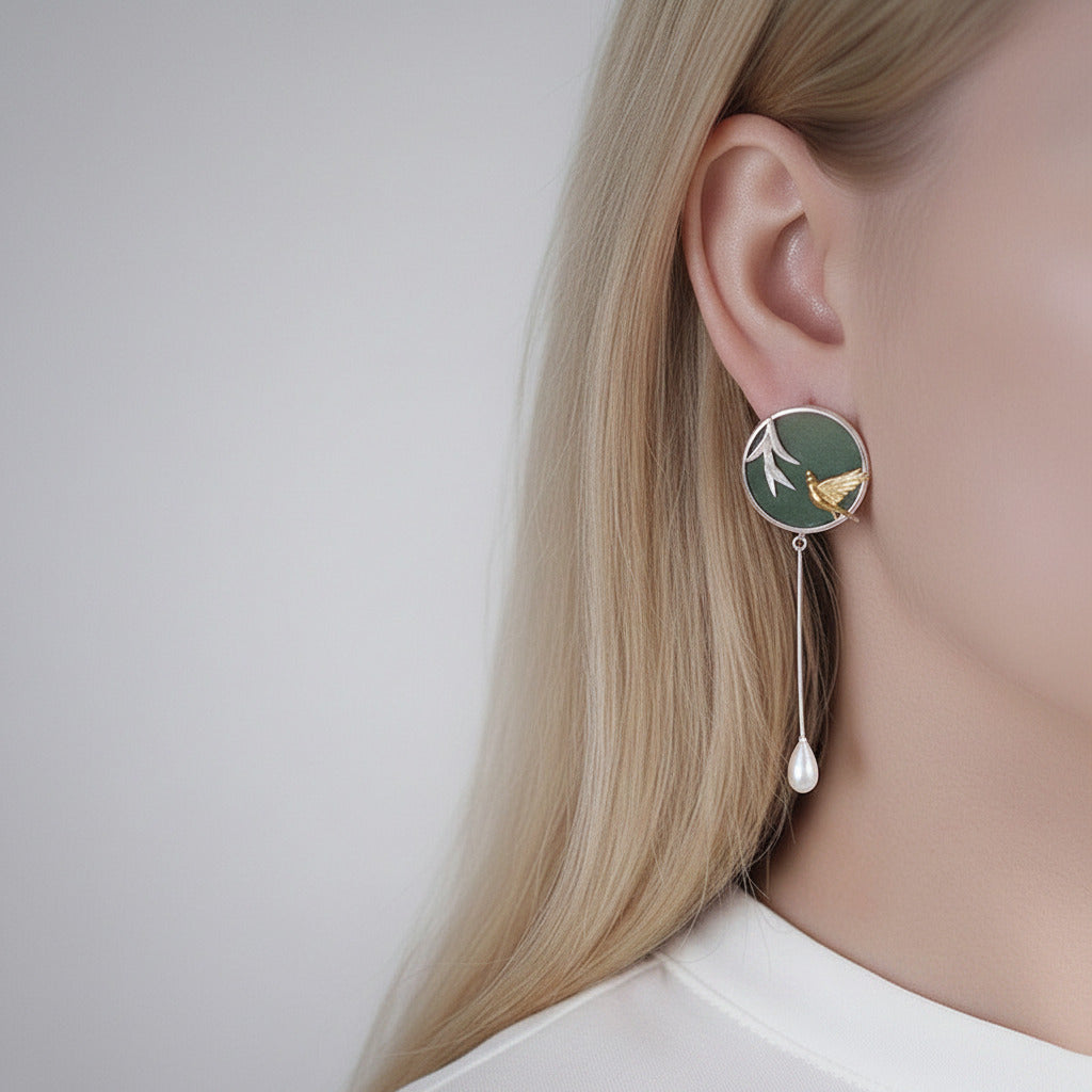 Swallow & Willow in Spring Wind Earrings-Black Diamonds New York