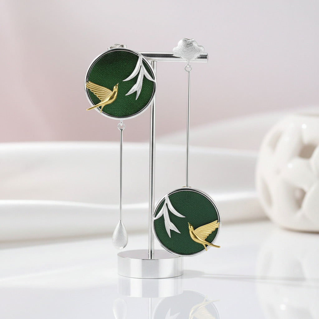 Swallow & Willow in Spring Wind Earrings-Black Diamonds New York