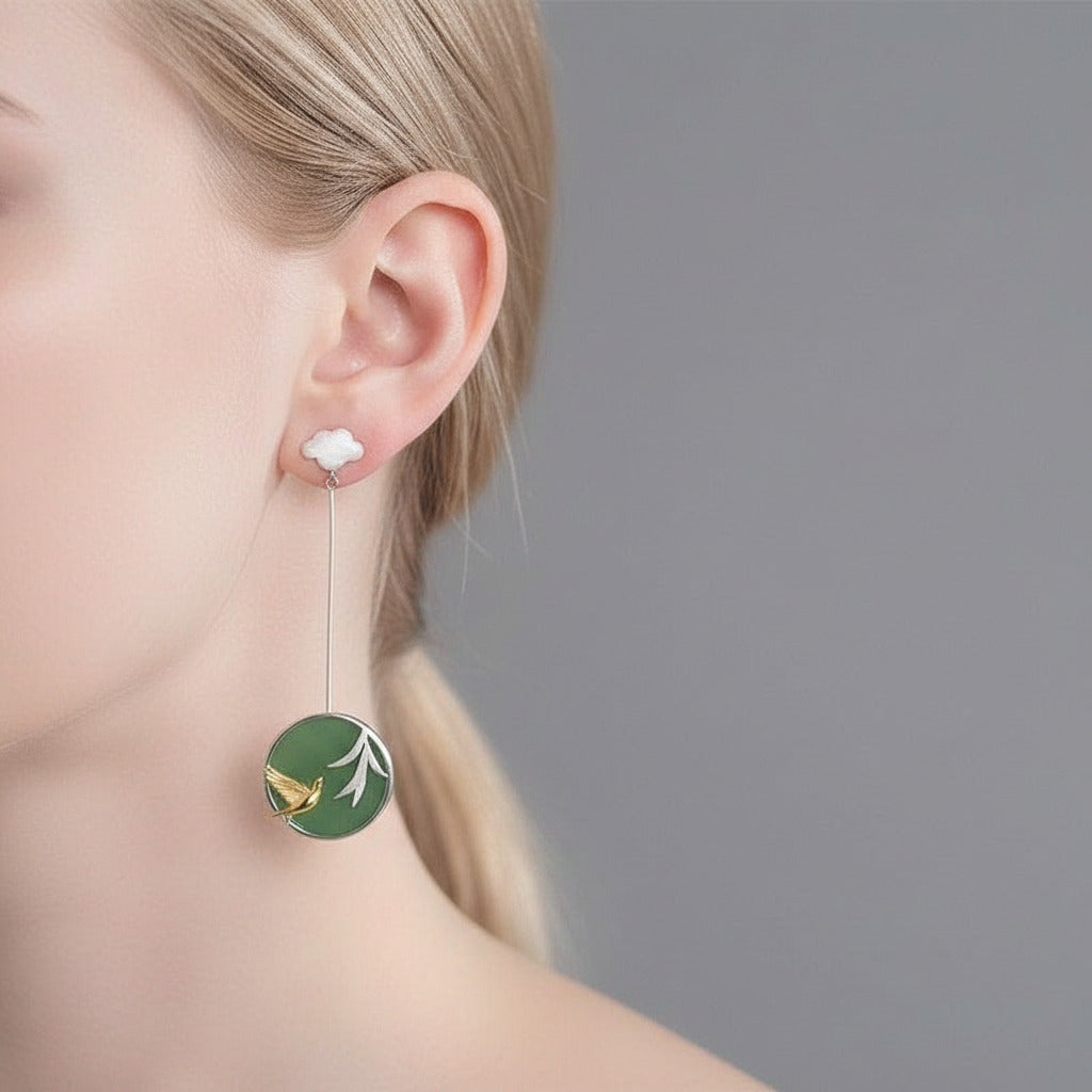 Swallow & Willow in Spring Wind Earrings-Black Diamonds New York