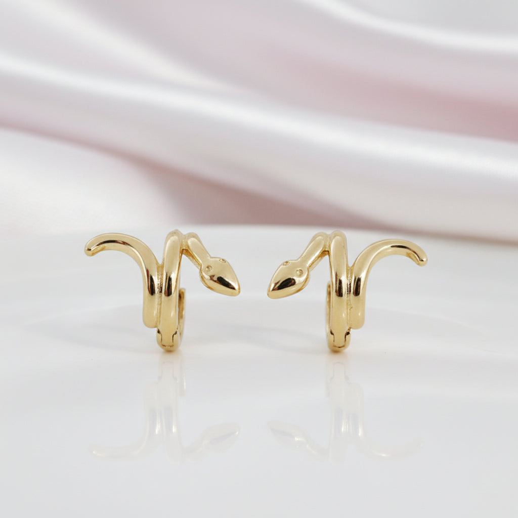 Sweet Snake Charm Hoop Earrings-Black Diamonds New York