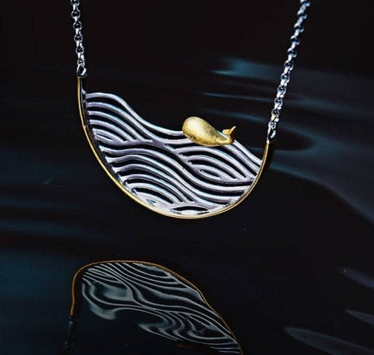Swimming Fish Necklace-Black Diamonds New York