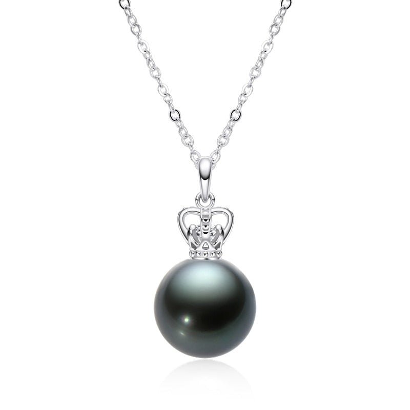 Tahitian Black Pearl Crown Pendant Necklace-Black Diamonds New York