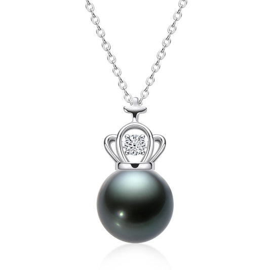 Lnngy Real 925 Sterling Silver Necklace Origin 10mm Tahitian Black Pearl Pendant Necklace Chain for Women Jewelry Elegant Gifts - Black Diamonds New York
