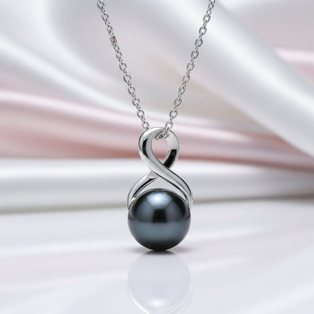 Tahitian Black Pearl Pendant Necklace-Black Diamonds New York
