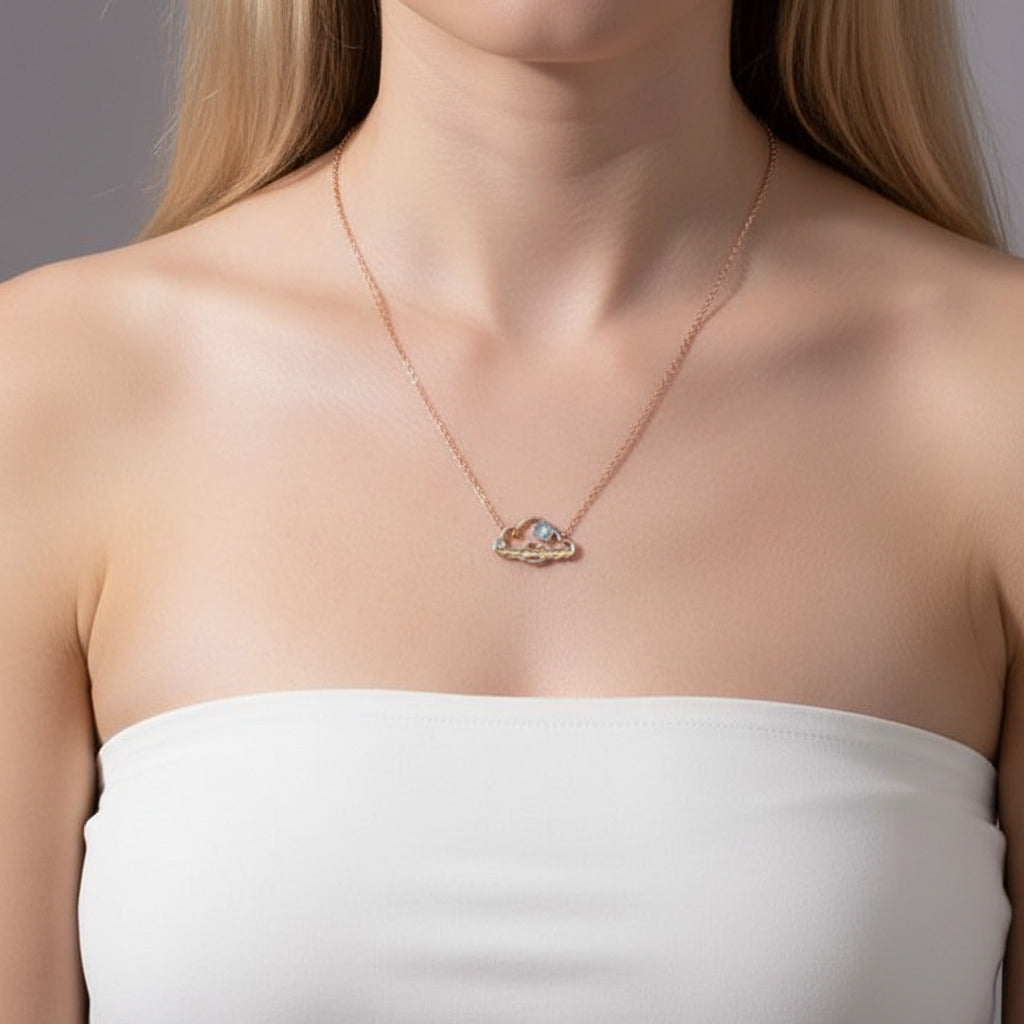 The Moon Is Born At Sea Enamel Necklace-Black Diamonds New York