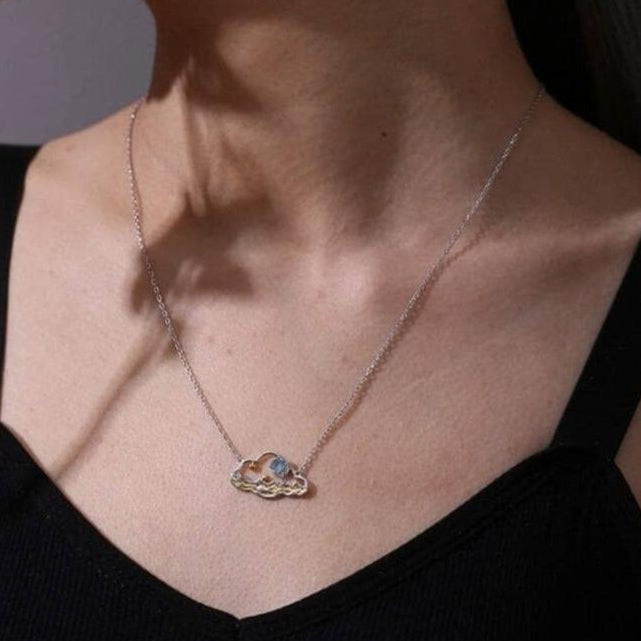 The Moon Is Born At Sea Enamel Necklace-Black Diamonds New York