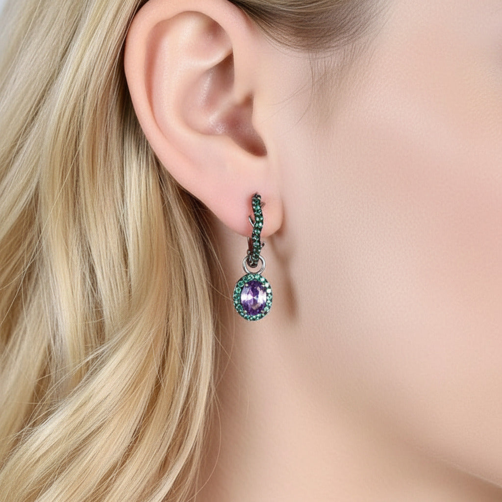 Thorn Gemstone Vintage Drop Earrings-Black Diamonds New York