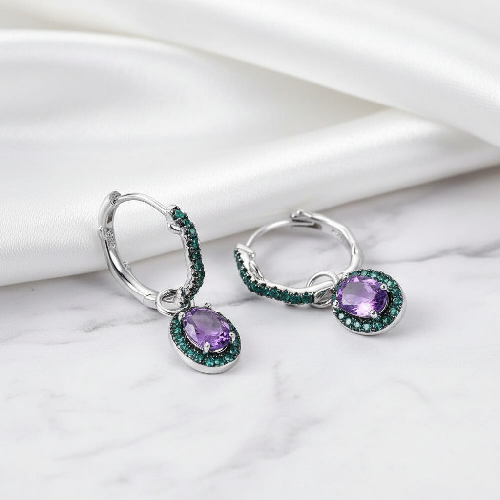 Thorn Gemstone Vintage Drop Earrings-Black Diamonds New York