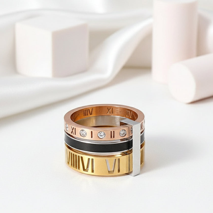 Roman Numeral Wedding Ring Black Zirconium Roman Numeral Wedding Ring