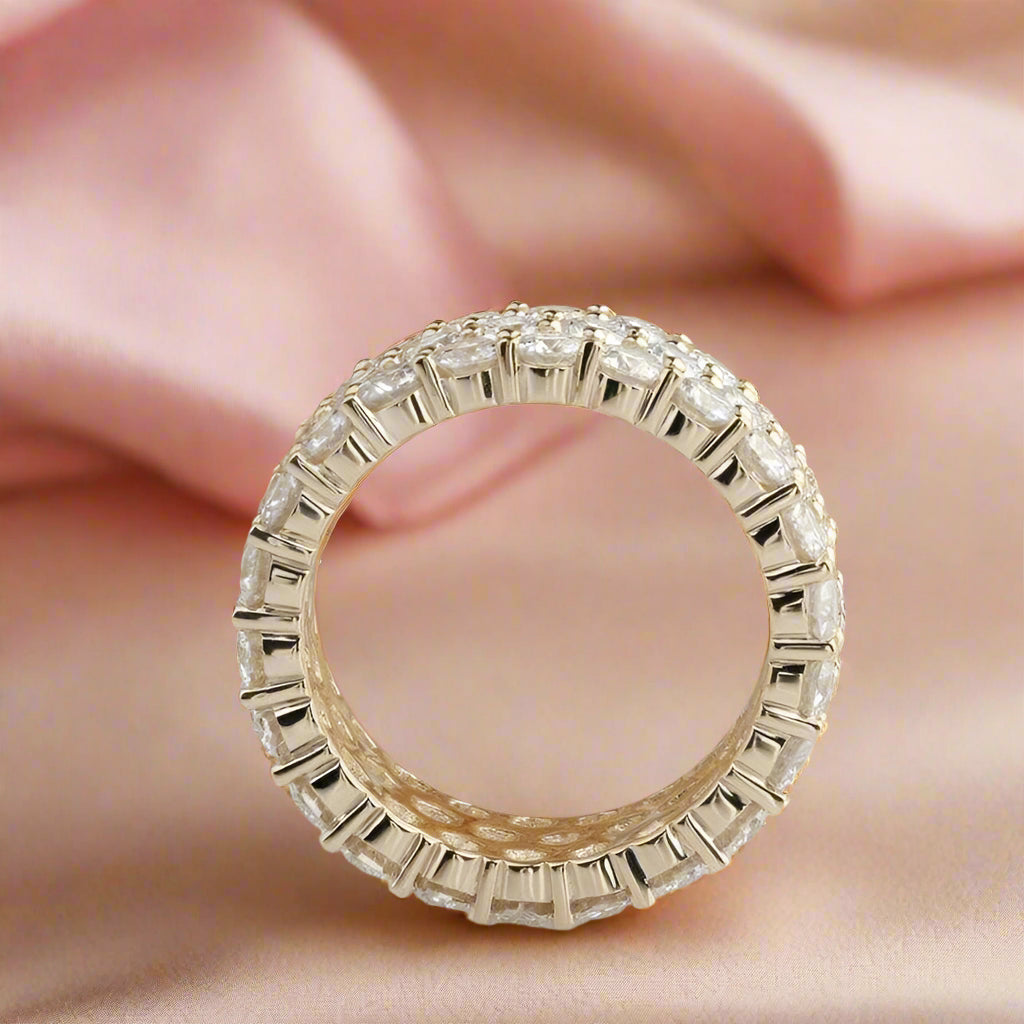 Three Rows 2.5mm Diamond Full Eternity Wedding Band-Black Diamonds New York