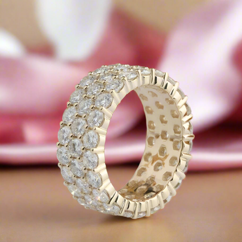 Three Rows 2.5mm Diamond Full Eternity Wedding Band-Black Diamonds New York