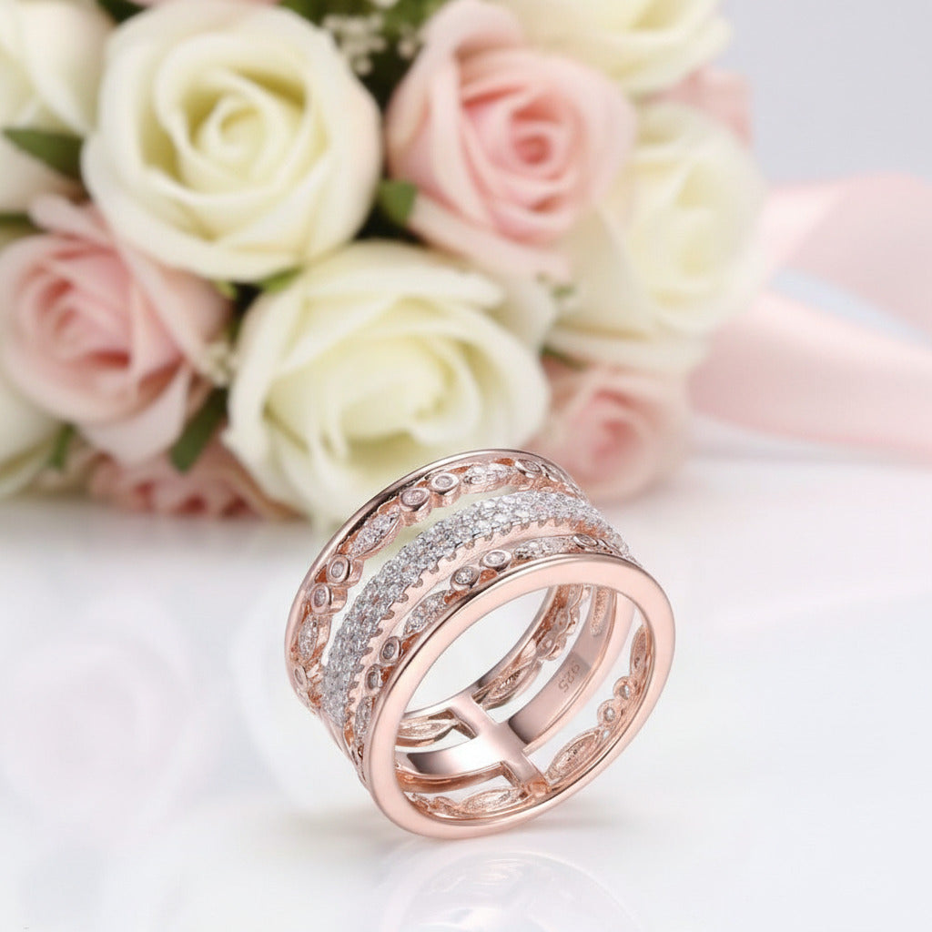 Three-Stack Of Goodness Diamond Option Rose Gold Ring-Black Diamonds New York