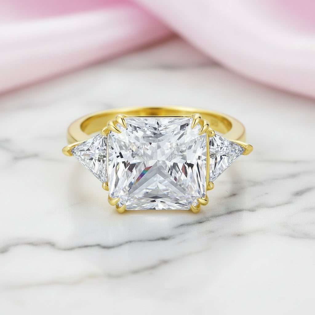 8.0 ct Princess Cut Diamond Option Three-Stone Luxury Anniversary Ring-Black Diamonds New York